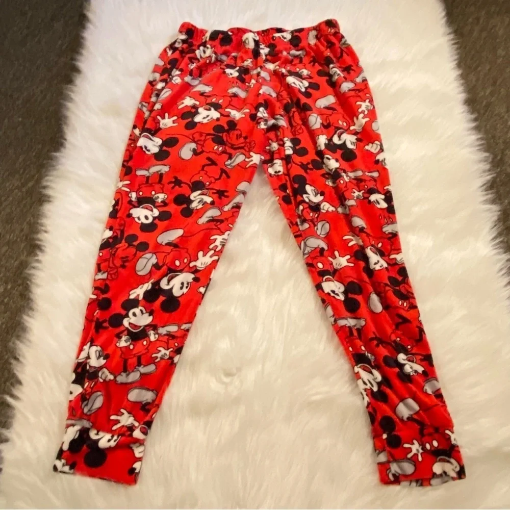 Disney Pajamas Womens Size L (12-14) Mickey Mouse Red Pull On Stretch - Picture 1 of 7